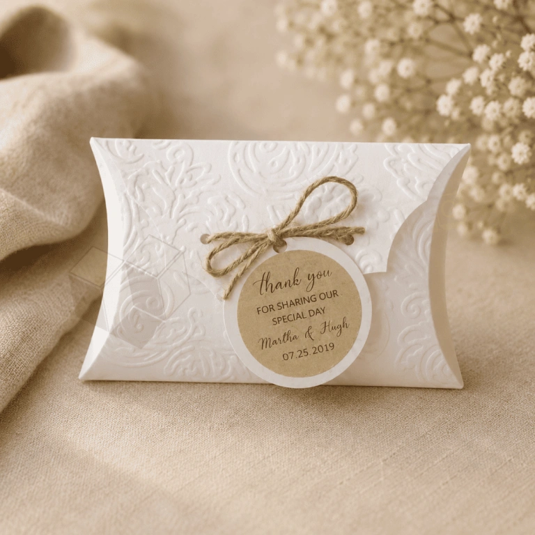 white pillow boxes